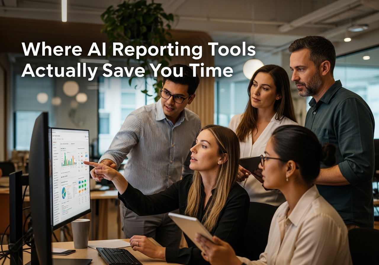 Where AI Reporting Tools Actually Save You Time — illustration for article on AI Reporting Tools for Marketing Agencies: What They Can and Can't Do